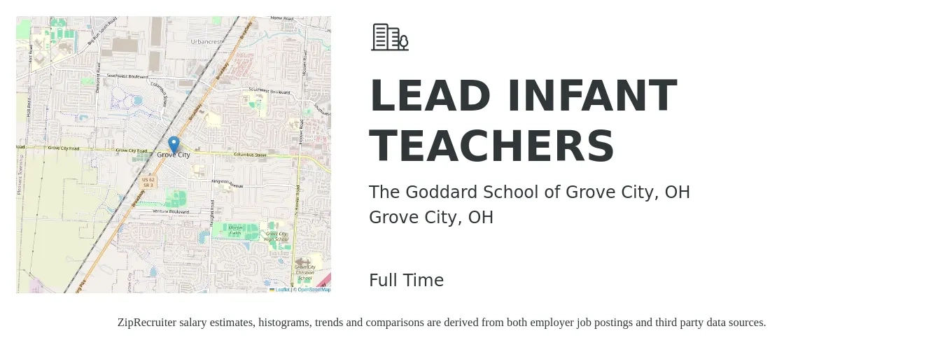 The Goddard School of Grove City, OH job posting for a LEAD INFANT TEACHERS in Grove City, OH with a salary of $14 to $18 Hourly with a map of Grove City location.