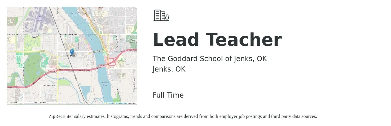 The Goddard School of Jenks, OK job posting for a Lead Teacher in Jenks, OK with a salary of $13 to $17 Hourly with a map of Jenks location.