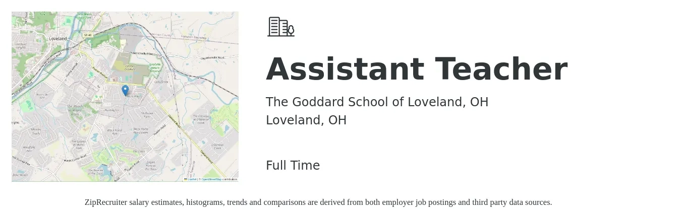 The Goddard School of Loveland, OH job posting for a Assistant Teacher in Loveland, OH with a salary of $14 to $17 Hourly with a map of Loveland location.