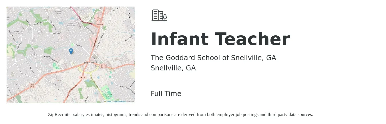 The Goddard School of Snellville, GA job posting for a Infant Teacher in Snellville, GA with a salary of $12 to $16 Hourly with a map of Snellville location.