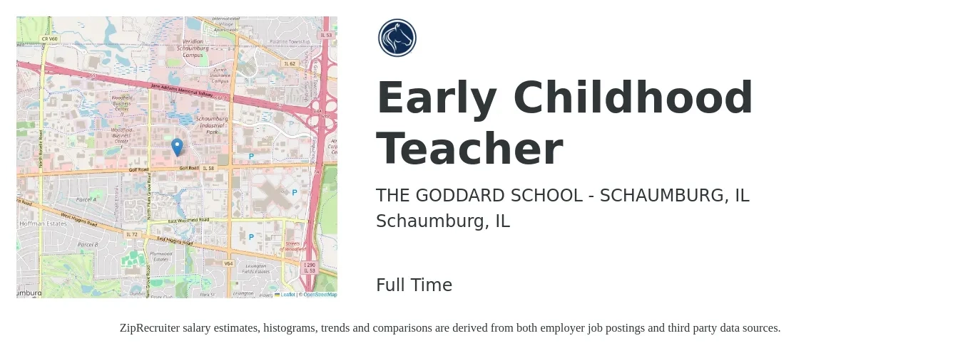 THE GODDARD SCHOOL - SCHAUMBURG, IL job posting for a Early Childhood Teacher in Schaumburg, IL with a salary of $14 to $20 Hourly with a map of Schaumburg location.