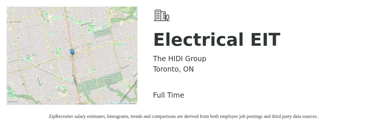 The HIDI Group job posting for a Electrical EIT in Toronto, ON with a map of Toronto location.