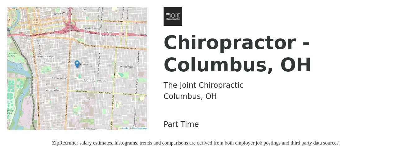 The Joint Chiropractic job posting for a Chiropractor - Columbus, OH in Columbus, OH with a salary of $72,000 to $88,000 Yearly with a map of Columbus location.