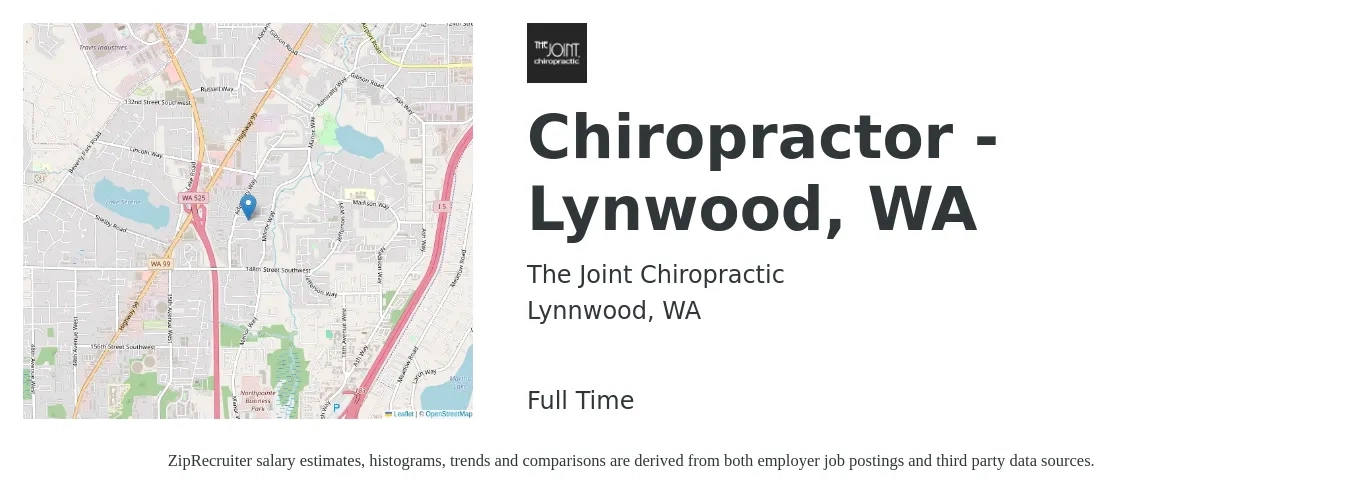 The Joint Chiropractic job posting for a Chiropractor - Lynwood, WA in Lynnwood, WA with a salary of $45 Hourly with a map of Lynnwood location.