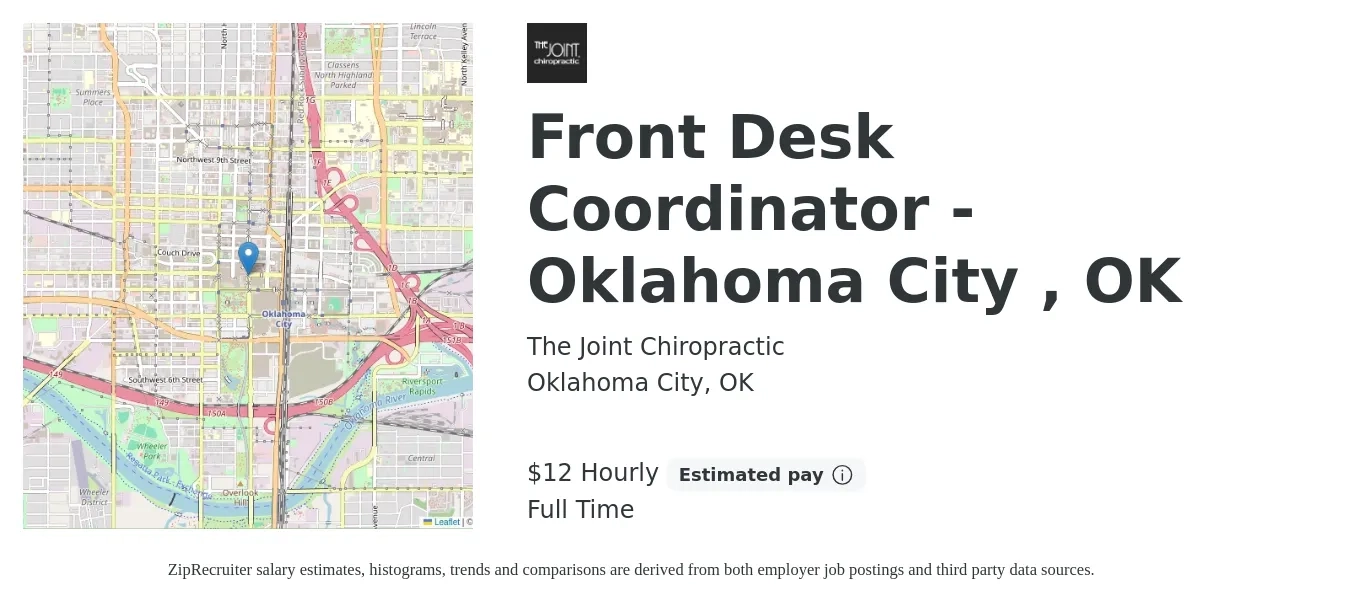 The Joint Chiropractic job posting for a Front Desk Coordinator - Oklahoma City , OK in Oklahoma City, OK with a salary of $13 Hourly with a map of Oklahoma City location.