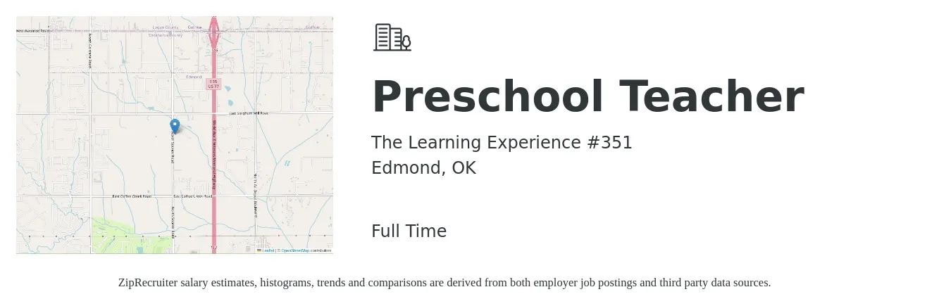The Learning Experience #351 job posting for a Preschool Teacher in Edmond, OK with a salary of $14 to $16 Hourly with a map of Edmond location.
