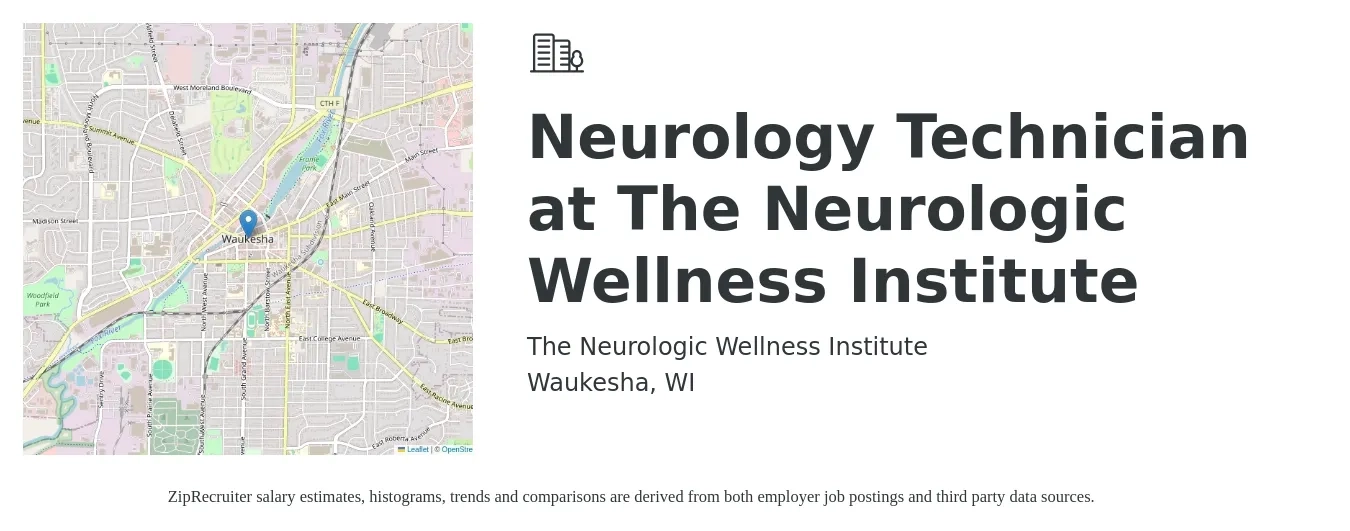 The Neurologic Wellness Institute job posting for a Neurology Technician at The Neurologic Wellness Institute in Waukesha, WI with a salary of $15 to $32 Hourly with a map of Waukesha location.