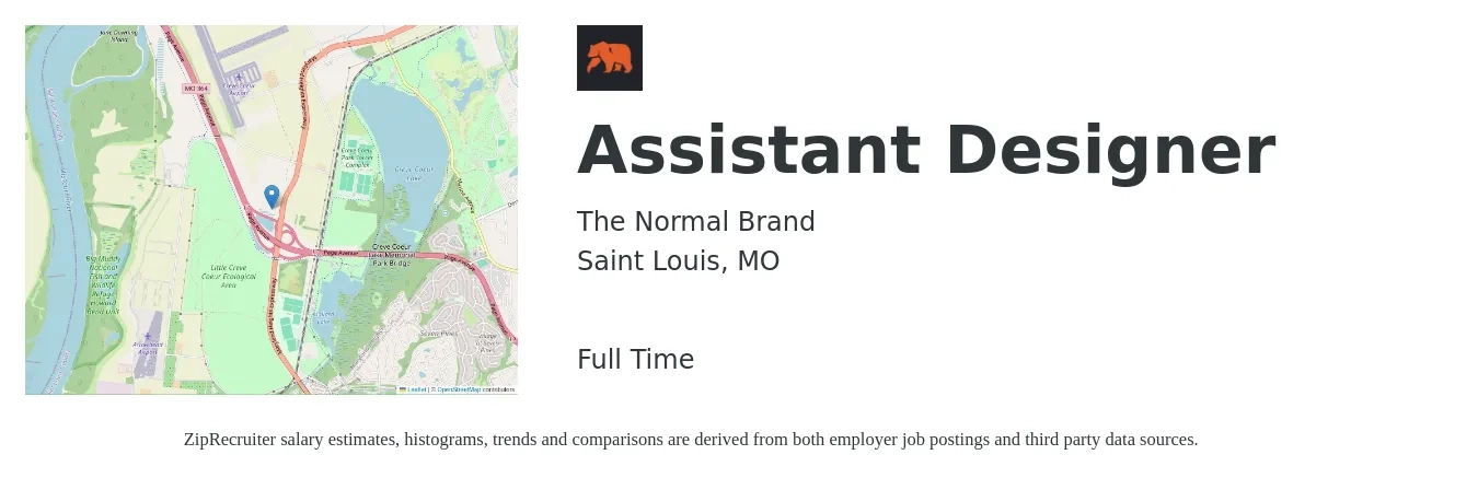 The Normal Brand job posting for a Assistant Designer in Saint Louis, MO with a salary of $20 to $29 Hourly with a map of Saint Louis location.
