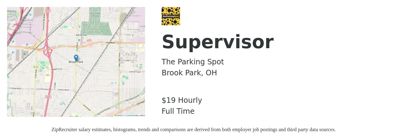 The Parking Spot job posting for a Supervisor in Brook Park, OH with a salary of $20 Hourly with a map of Brook Park location.