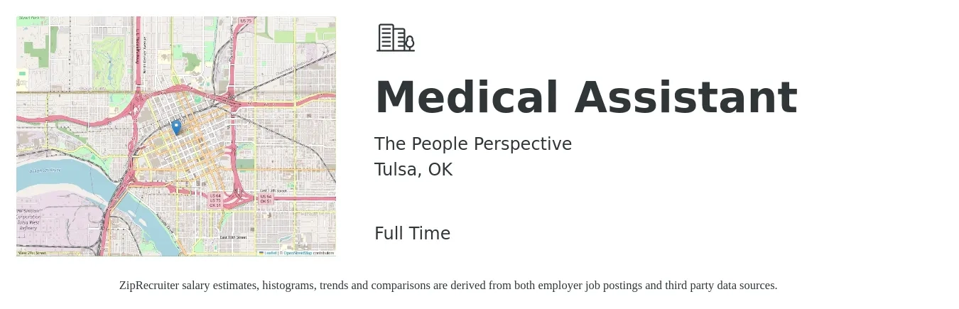 The People Perspective job posting for a Medical Assistant in Tulsa, OK with a salary of $16 to $20 Hourly with a map of Tulsa location.