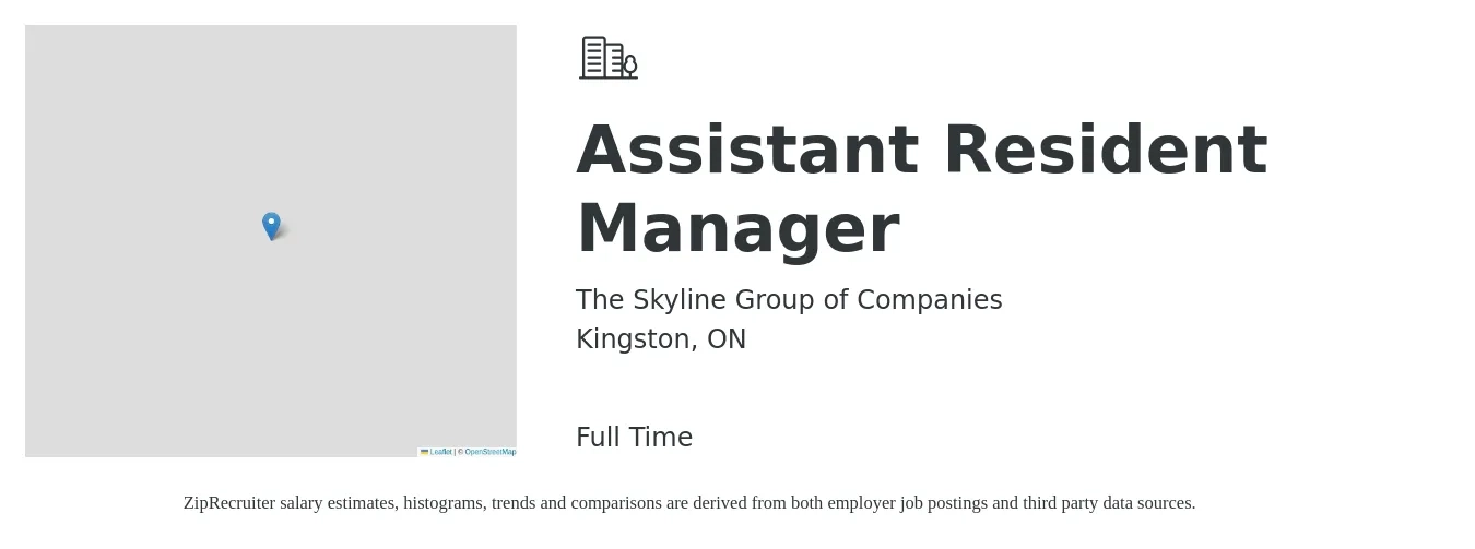 The Skyline Group of Companies job posting for a Assistant Resident Manager in Kingston, ON with a map of Kingston location.