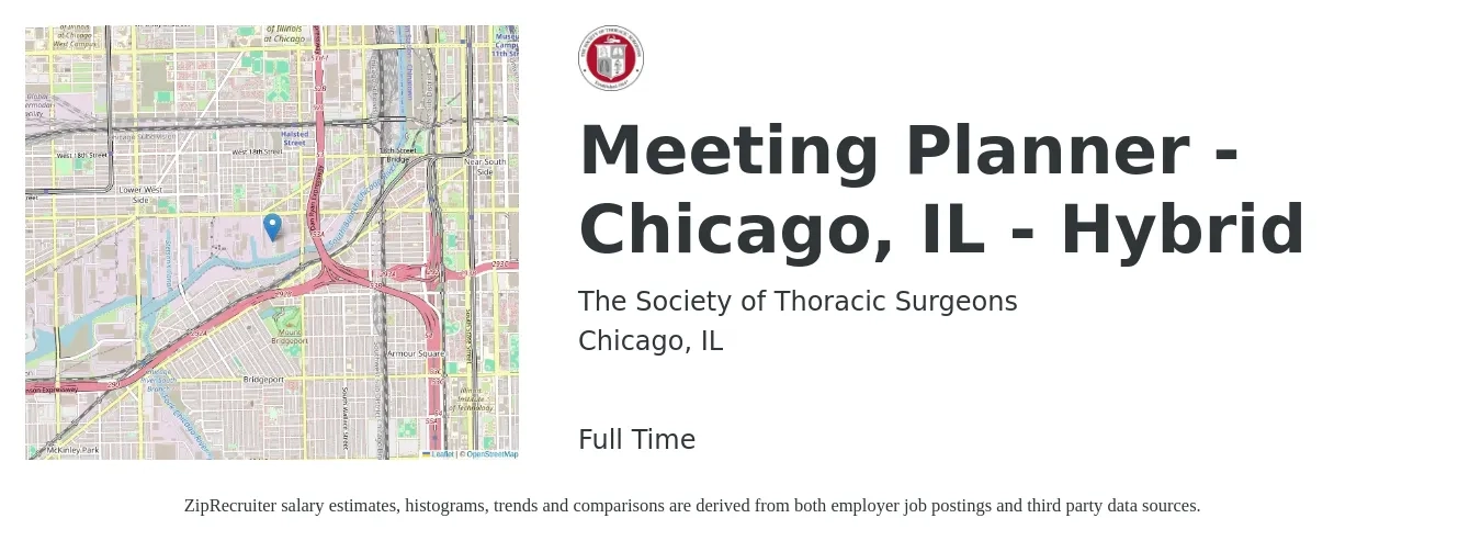 The Society of Thoracic Surgeons job posting for a Meeting Planner - Chicago, IL - Hybrid in Chicago, IL with a salary of $55,700 to $76,300 Yearly with a map of Chicago location.
