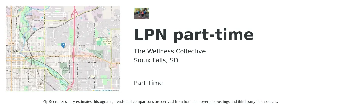 The Wellness Collective job posting for a LPN part-time in Sioux Falls, SD with a salary of $26 to $35 Hourly with a map of Sioux Falls location.