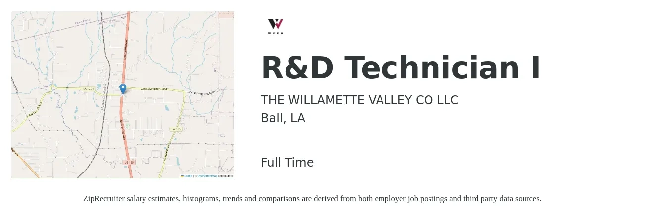THE WILLAMETTE VALLEY CO LLC job posting for a R&D Technician I in Ball, LA with a salary of $18 to $30 Hourly with a map of Ball location.