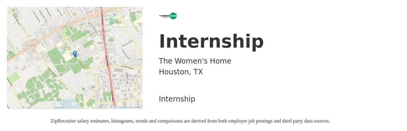 The Women's Home job posting for a Internship in Houston, TX with a salary of $12 to $18 Hourly with a map of Houston location.