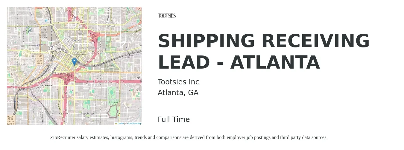 Tootsies Inc job posting for a SHIPPING RECEIVING LEAD - ATLANTA in Atlanta, GA with a salary of $20 to $26 Hourly with a map of Atlanta location.