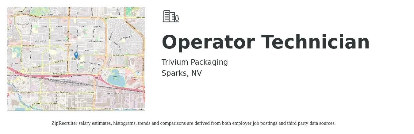 Trivium Packaging job posting for a Operator Technician in Sparks, NV with a salary of $23 Hourly with a map of Sparks location.