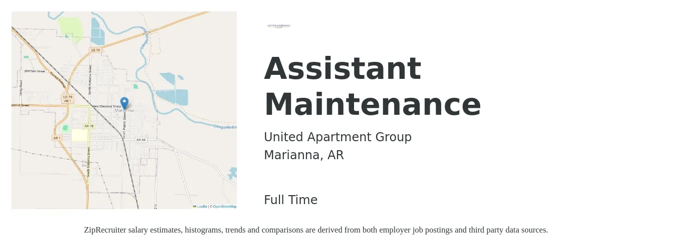 United Apartment Group job posting for a Assistant Maintenance in Marianna, AR with a salary of $16 to $20 Hourly with a map of Marianna location.