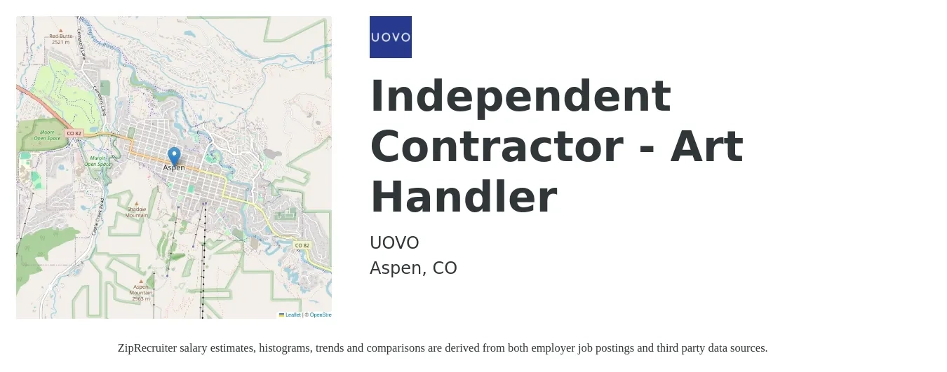 UOVO job posting for a Independent Contractor - Art Handler in Aspen, CO with a salary of $23 to $30 Hourly with a map of Aspen location.