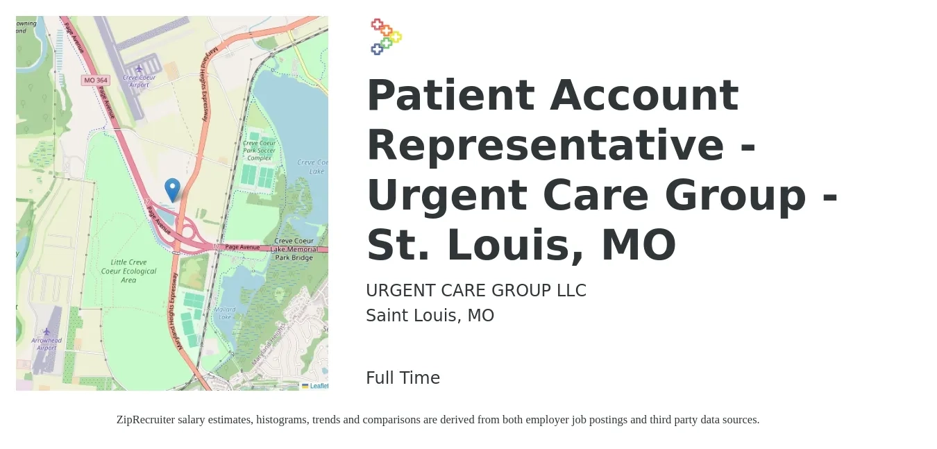 Urgent Care Group job posting for a Patient Account Representative - Urgent Care Group - St. Louis, MO in Saint Louis, MO with a salary of $18 to $23 Hourly with a map of Saint Louis location.