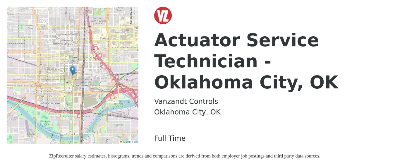 Vanzandt Controls job posting for a Actuator Service Technician - Oklahoma City, OK in Oklahoma City, OK with a salary of $18 to $26 Hourly with a map of Oklahoma City location.
