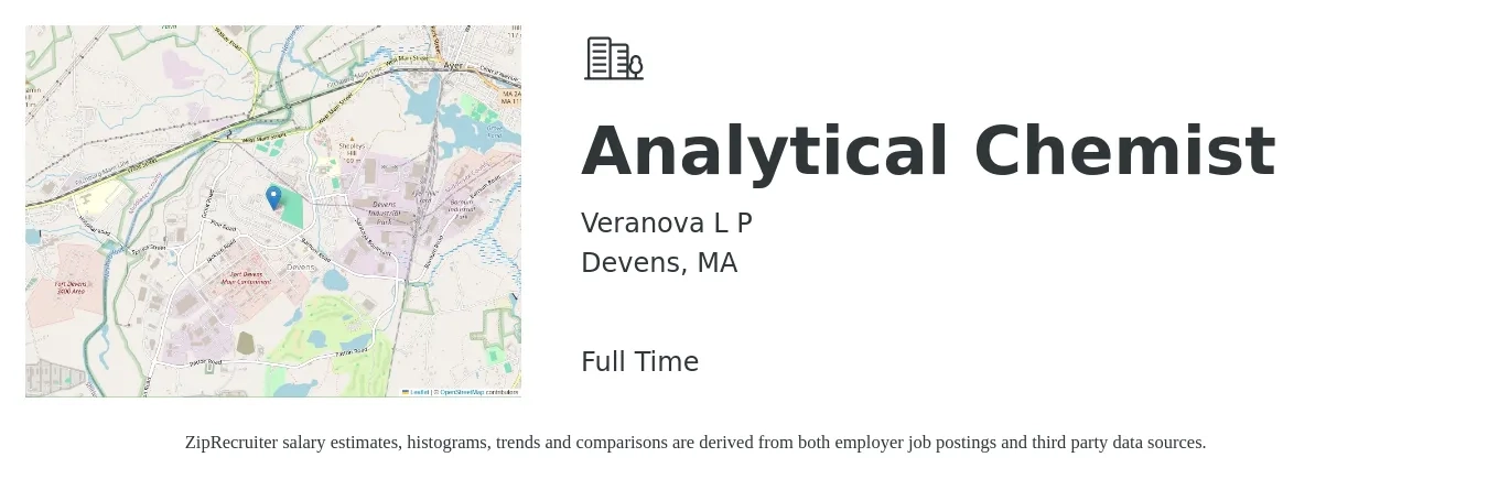 Veranova L P job posting for a Analytical Chemist in Devens, MA with a salary of $29 to $42 Hourly with a map of Devens location.