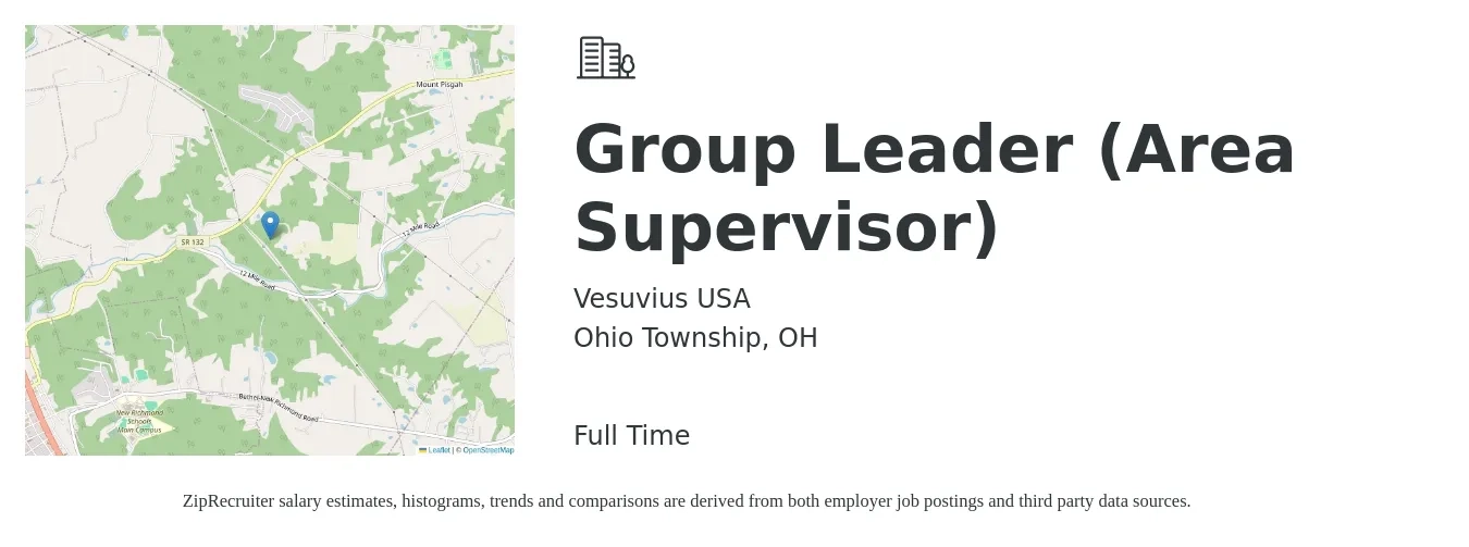 Vesuvius USA job posting for a Group Leader (Area Supervisor) in Ohio Township, OH with a salary of $16 to $24 Hourly with a map of Ohio Township location.