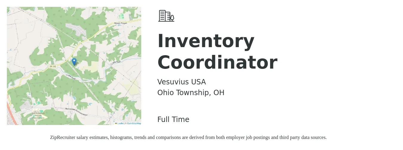 Vesuvius USA job posting for a Inventory Coordinator in Ohio Township, OH with a salary of $18 to $23 Hourly with a map of Ohio Township location.