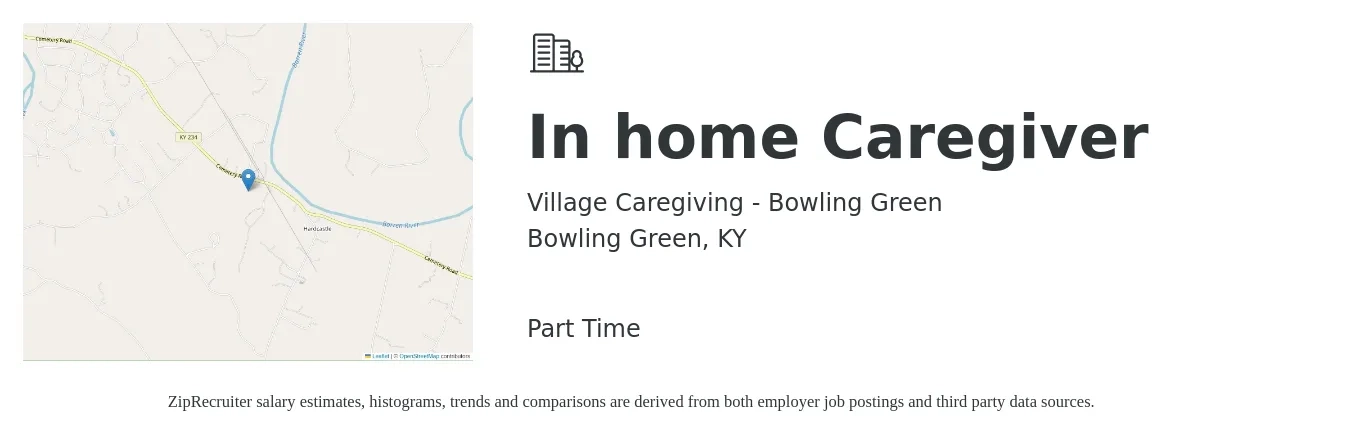 Village Caregiving - Bowling Green job posting for a In home Caregiver in Bowling Green, KY with a salary of $13 to $17 Hourly with a map of Bowling Green location.