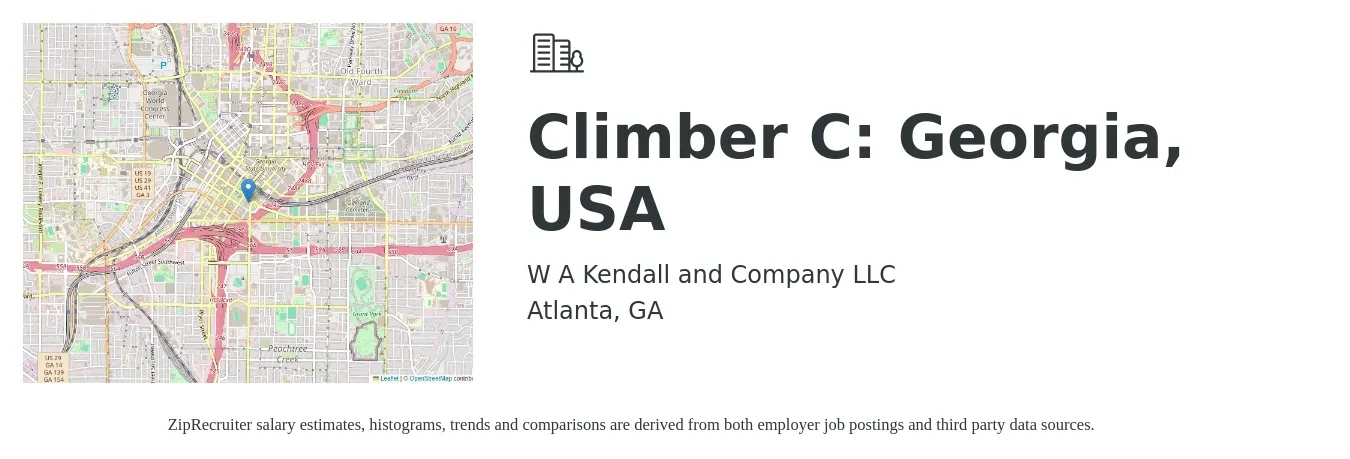 W A Kendall and Company LLC job posting for a Climber C: Georgia, USA in Atlanta, GA with a salary of $20 to $28 Hourly with a map of Atlanta location.
