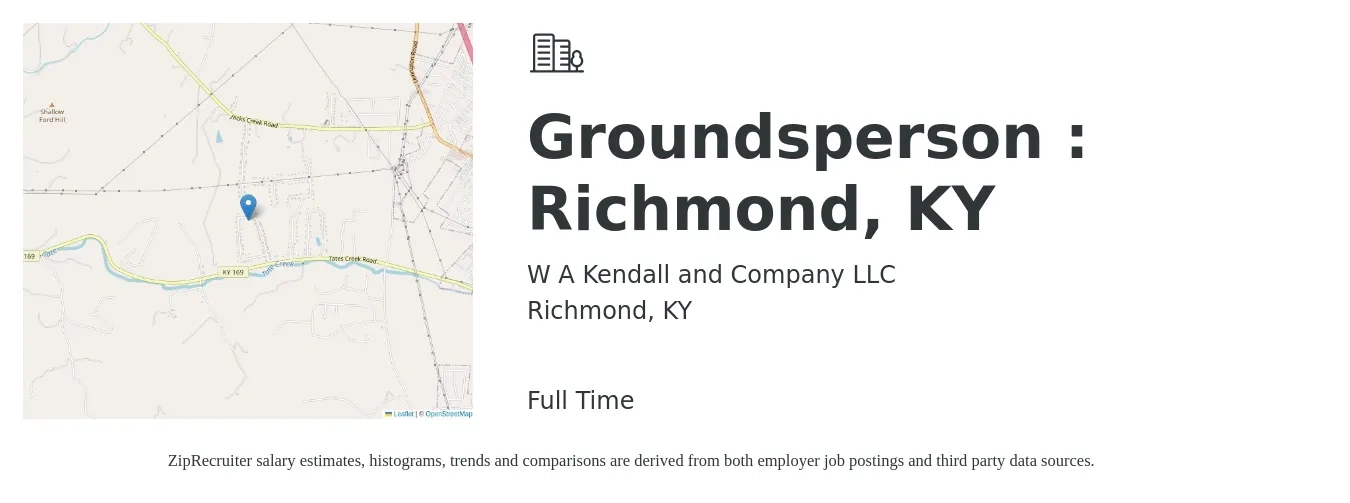 W A Kendall and Company LLC job posting for a Groundsperson : Richmond, KY in Richmond, KY with a salary of $14 to $18 Hourly with a map of Richmond location.