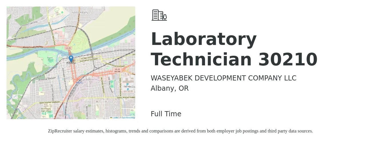 WASEYABEK DEVELOPMENT COMPANY LLC job posting for a Laboratory Technician 30210 in Albany, OR with a salary of $24 Hourly with a map of Albany location.