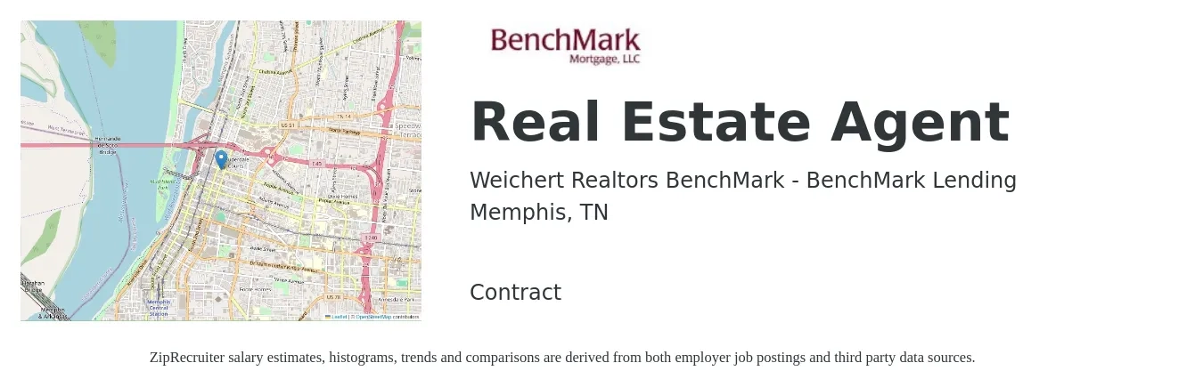 Weichert Realtors BenchMark - BenchMark Lending job posting for a Real Estate Agent in Memphis, TN with a salary of $58,300 to $97,100 Yearly with a map of Memphis location.
