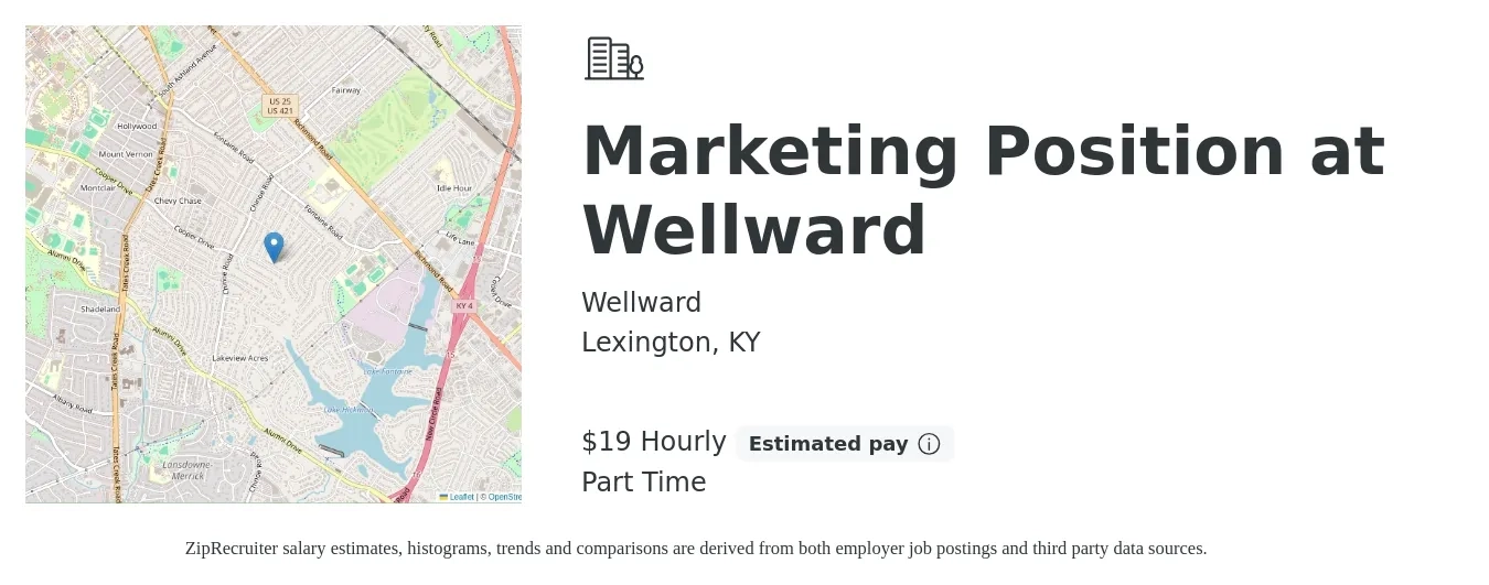 Wellward job posting for a Marketing Position at Wellward in Lexington, KY with a salary of $20 Hourly with a map of Lexington location.