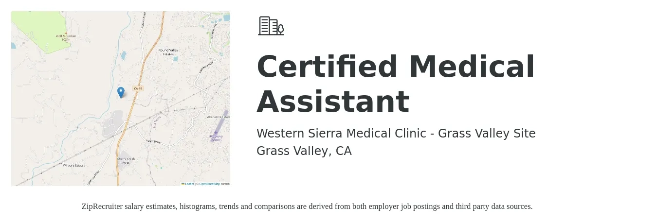 Western Sierra Medical Clinic - Grass Valley Site job posting for a Certified Medical Assistant in Grass Valley, CA with a map of Grass Valley location.