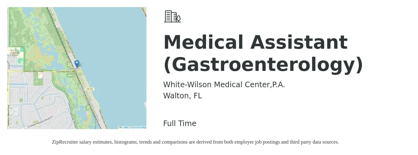 White-Wilson Medical Center,P.A. job posting for a Medical Assistant (Gastroenterology) in Walton, FL with a salary of $14 to $18 Hourly with a map of Walton location.