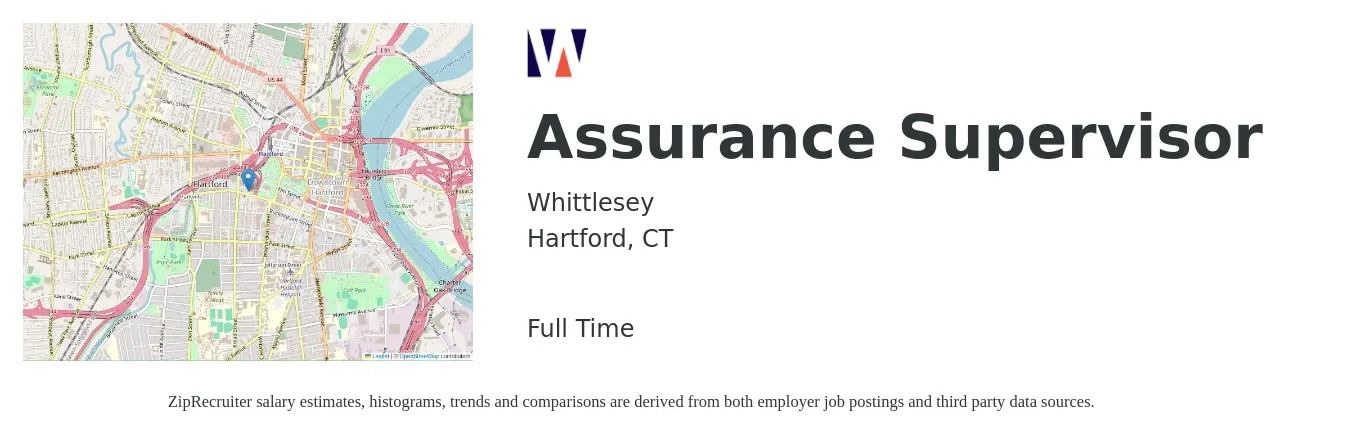 Whittlesey job posting for a Assurance Supervisor in Hartford, CT with a salary of $100,900 Yearly with a map of Hartford location.
