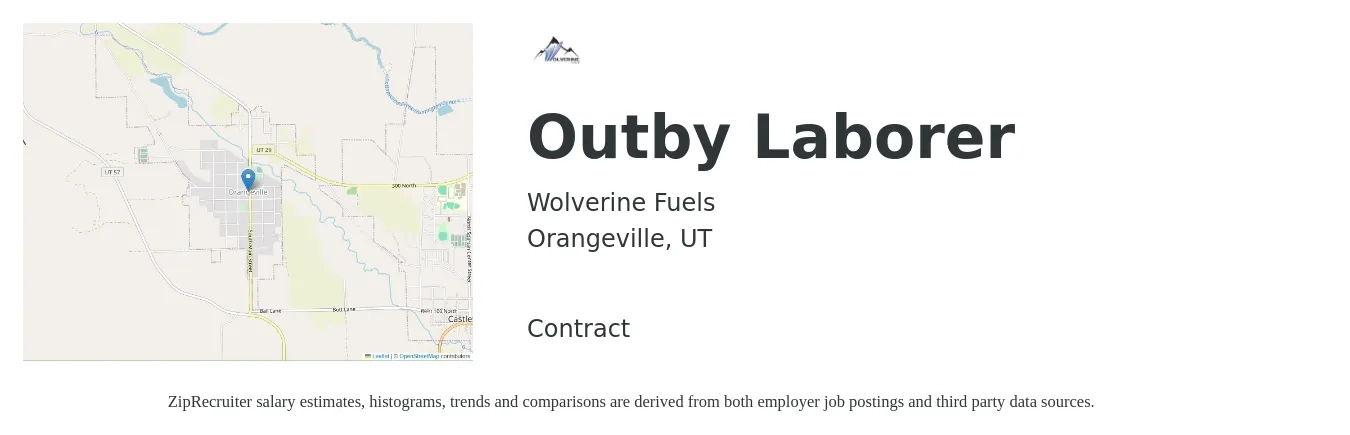 Wolverine Fuels job posting for a Outby Laborer in Orangeville, UT with a salary of $15 to $18 Hourly with a map of Orangeville location.