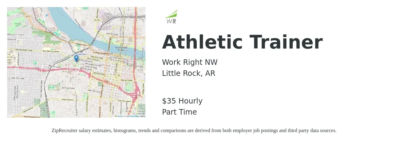 Work Right NW job posting for a Athletic Trainer in Little Rock, AR with a salary of $37 Hourly with a map of Little Rock location.