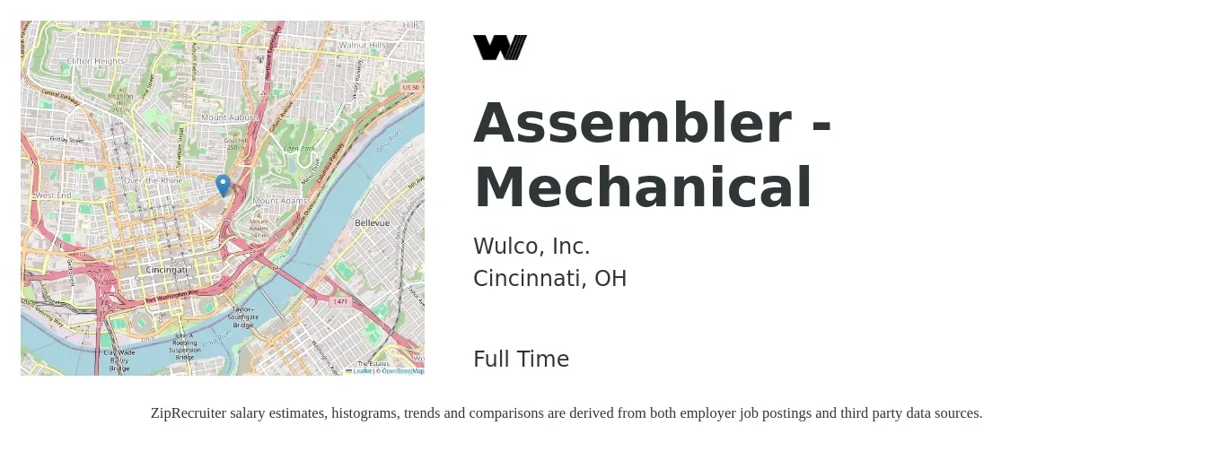 Wulco, Inc. job posting for a Assembler - Mechanical in Cincinnati, OH with a salary of $17 to $22 Hourly with a map of Cincinnati location.