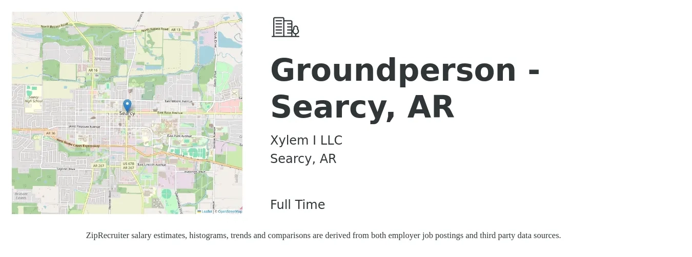 Xylem I LLC job posting for a Groundperson - Searcy, AR in Searcy, AR with a salary of $31 to $40 Hourly with a map of Searcy location.