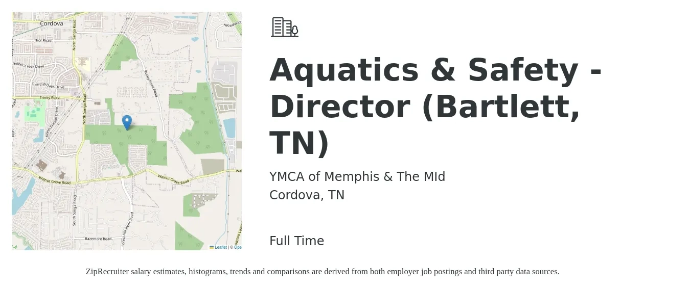YMCA of Memphis & The MId job posting for a Aquatics & Safety - Director (Bartlett, TN) in Cordova, TN with a salary of $15 to $20 Hourly with a map of Cordova location.