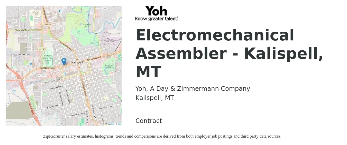 Yoh, A Day & Zimmermann Company job posting for a Electromechanical Assembler - Kalispell, MT in Kalispell, MT with a salary of $19 to $24 Hourly with a map of Kalispell location.