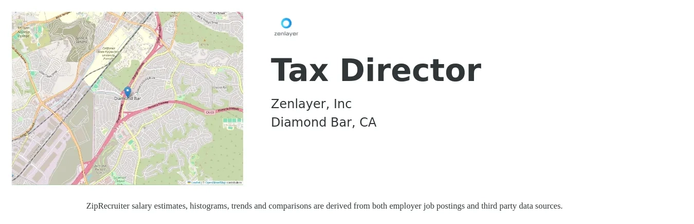 Zenlayer, Inc job posting for a Tax Director in Diamond Bar, CA with a salary of $150 Hourly with a map of Diamond Bar location.