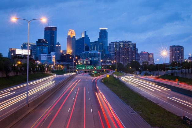 Night view of city traffic