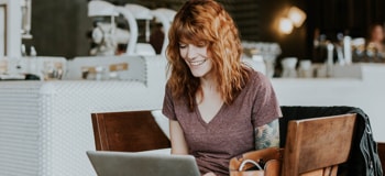 Woman using her laptop